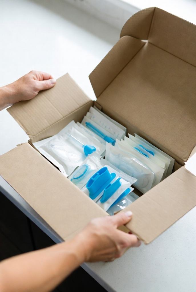 Home delivery box of sterile medical supplies